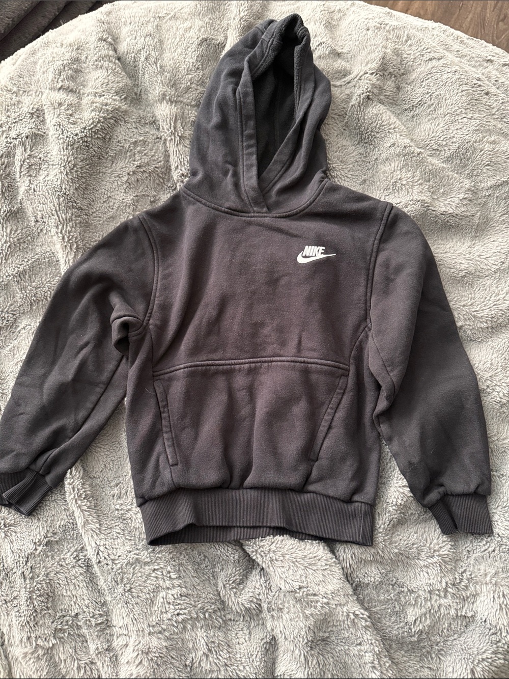 Nike Kids Black Hoodie with White Logo